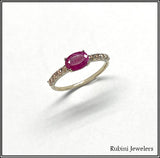 18Kt Gold Ruby with Champagne Diamonds at Rubini Jewelers