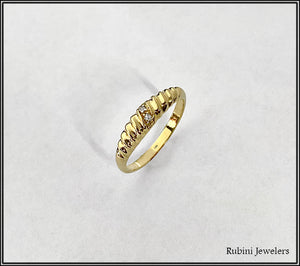 18Kt Gold Croissant Dome Ring with Diamonds at Rubini Jewelers