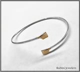 Brass & Sterling Silver Petite Oar Blades Bypass Cuff Rowing Bracelet by Rubini Jewelers