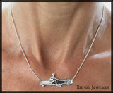 Rowing Machine, Ergometer, Crossfit on Bar Silver Necklace, by Rubini Jewelers