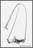 Rowing Machine, Ergometer, Crossfit on Bar Silver Necklace, by Rubini Jewelers