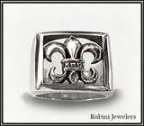 Fleur de Lis Signet Ring- Sterling Silver at Rubini Jewelers