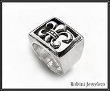 Fleur de Lis Signet Ring- Sterling Silver at Rubini Jewelers