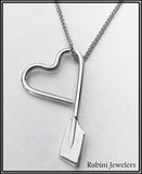 Medium Freeform Heart with Small Rowing Blade Pendant by Rubini Jewelers