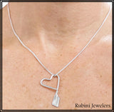 Medium Freeform Heart with Small Rowing Blade Pendant by Rubini Jewelers