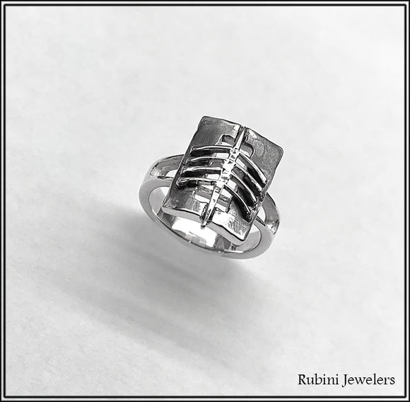 Open Rectangle Rowing Quad Ring by Rubini Jewelers