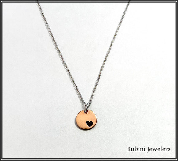 Petite 'I Love Me' Copper & Stainless Steel Necklace by Rubini Jewelers