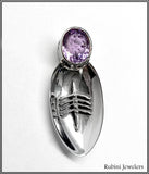 Quad Rowing Boat in Silver Spoon with Oval Amethyst Pendant by Rubini Jewelers