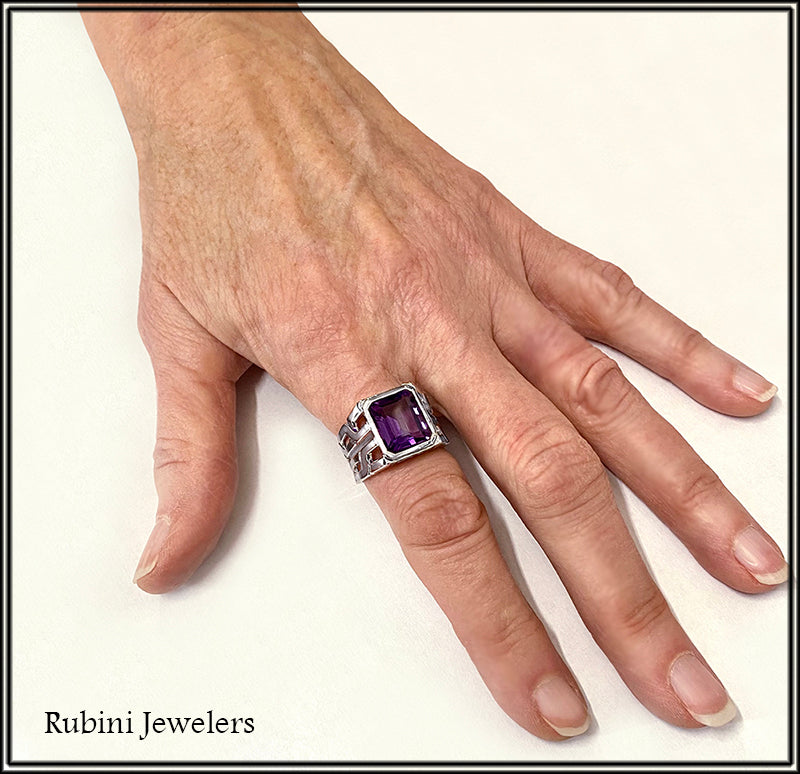 Verona Jewelers 4.00 CTTW Natural Green Amethyst (Prasiolite) Emerald Cut Ring - Sterling Silver 925, Sizes 6-9