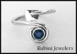Sapphire in a Spiral with Hatchet Blade Rowing Ring by Rubini Jewelers