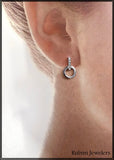 Sterling Silver Open Circle Diamonds Post Earrings at Rubini Jewelers