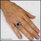 Sterling Silver and 14Kt Gold Faux Sapphire with Diamonds Antique Reproduction Ring by Rubini Jewelers