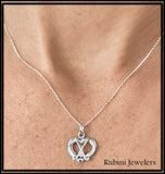 Small Open Heart with Crossed Field Hockey Sticks Pendant  by Rubini Jewelers