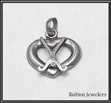 Small Open Heart with Crossed Field Hockey Sticks Pendant  by Rubini Jewelers