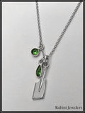 Small Rowing Blade Necklace with 2 Colored Stones by Rubini Jewelers