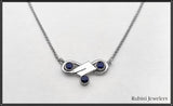 Trinity Sapphires and Small Rowing Hatchet Oar Necklace by Rubini Jewelers
