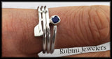 Triple Wrap Hatchet Oar Ring with Genuine Sapphire by Rubini Jewelers