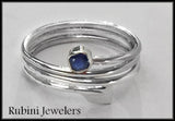 Triple Wrap Hatchet Oar Ring with Genuine Sapphire by Rubini Jewelers