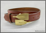 Two Overlapping Brass Rowing Blades Belt Buckle by Rubini Jewelers