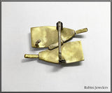 Two Overlapping Brass Rowing Blades Belt Buckle by Rubini Jewelers