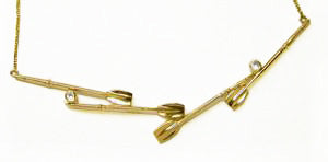 14k Gold Diamond 4 Oars Rowing Necklace by Rubini Jewelers