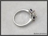 14Kt Gold Lab Grown Diamond and Natural Sapphires Engagement Ring at Rubini Jewelers
