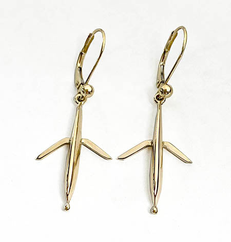 14Kt  Yellow Gold Rowing Single Sculls Lever Back Earrings by Rubini Jewelers