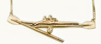 Necklace: 14k gold 2x with 2 oars and diamond, by Rubini Jewelers