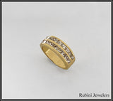 14K Yellow Gold with Double Channel Set Diamonds at Rubini Jewelers