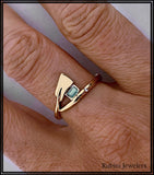 14Kt Gold Emerald and Diamond Oar Wrap Rowing Ring by Rubini Jewelers