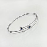 14Kt White Gold Diamond Halo Two Sapphire Dainty Bypass Bracelet, available at Rubini Jewelers