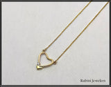 14Kt Gold Heart and Diamond with Rowing Hatchet Oar Necklace by Rubini Jewelers