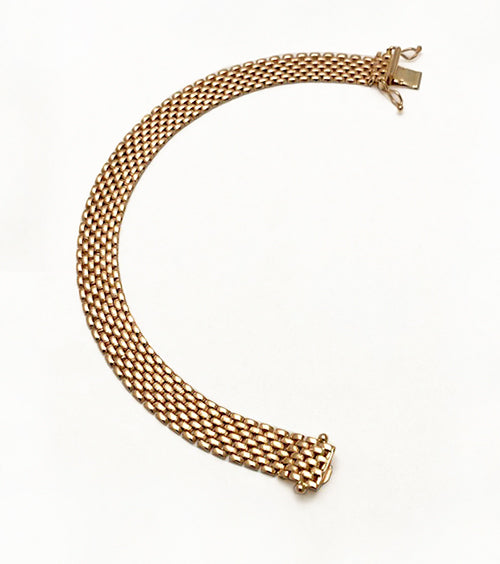 14Kt Rose Gold Wide Brick Mesh Bracelet at Rubini Jewelers