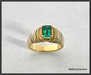 Ring: 14kt gold & sterling silver .53ct emerald at Rubini Jewelers