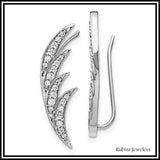 14Kt White Gold Wing Feather Diamond Ear Climbers / Earrings from Rubini Jewelers