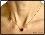 14Kt Gold Twist Link Chain with Garnet Necklace at Rubini Jewelers
