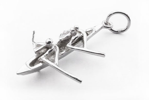 3D Double Sculls Rowing Boat Pendant- Sterling Silver by Rubini Jewelers