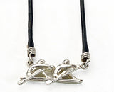3D Double Sculls Rowing Boat with Leather Cord Necklace by Rubini Jewelers