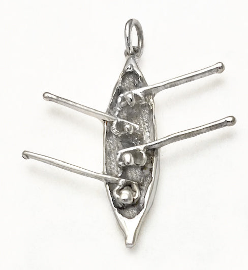 3D Four Person Open Water Rowing Boat with Coxswain Pendant by Rubini Jewelers