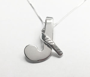 Sterling Silver Looped Over Field Hockey Stick Pendant by Rubini Jewelers