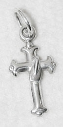 Petite Cross with Tiny Tulip Blade Pendant/Charm Sterling Silver, by Rubii Jewelers