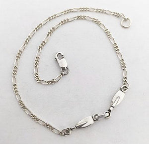 Two Petite Rowing Tulip Blades with Figaro Chain Anklet by Rubini Jewelers