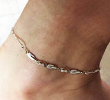 Three Petite Tulip Blades with Figaro Chain Rowing Anklet by Rubini Jewelers