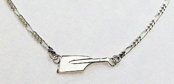 Small Hatchet Blade on Figaro Chain Rowing Anklet by Rubini Jewelers