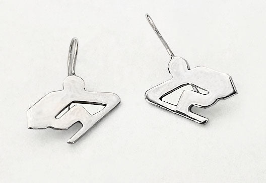 Abstract Rower Wire Earrings Sterling Silver, by Rubini Jewelers