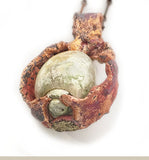 Ancient Drusy Quartz Shell Handmade Copper Pendant by Rubini Jewelers, bottom view