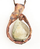 Ancient Drusy Quartz Shell Handmade Copper Pendant by Rubini Jewelers, front view