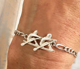 3D Side View Rowing Double Sculls with Chain Link Bracelet by Rubini Jewelers