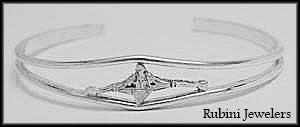 Small Sculler in Thin Split Wire Rowing Cuff Bracelet by Rubini Jewelers