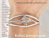 Front View Rowing Single Sculler in Split Cuff Bracelet by Rubini Jewelers